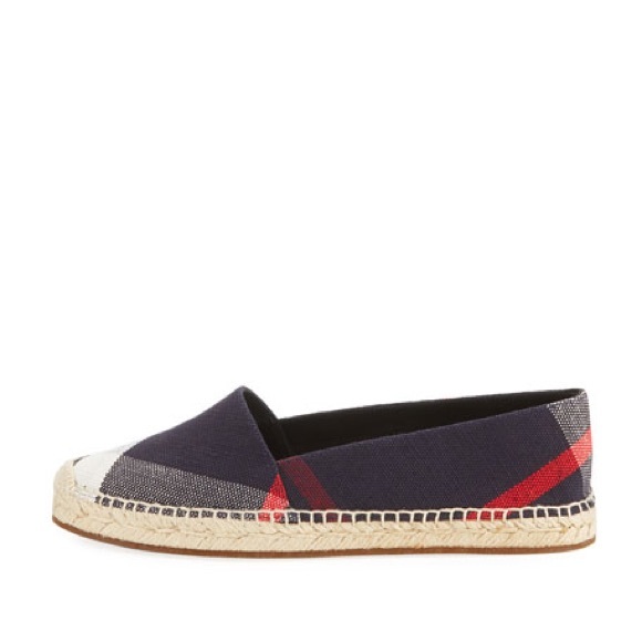 Navy blue nova outer fabric inner leather espadrilles.Size 7M/37 Burberry - Picture 5 of 6